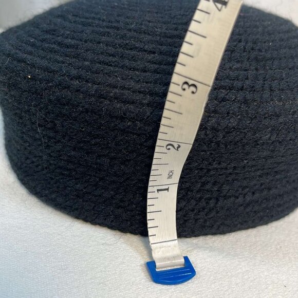 Vintage Pillbox Hat Navy Blue Grosgrain Military Vibe Button with Ribbon Everitt - Picture 3 of 8